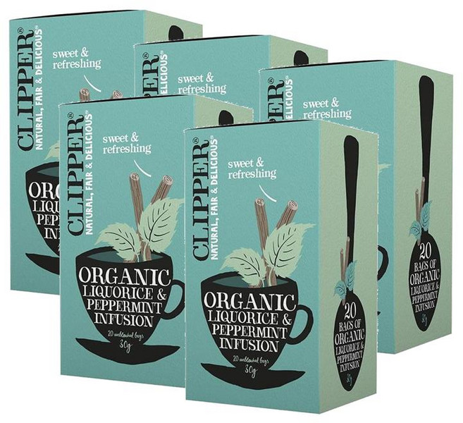 클리퍼 리코리스 감초 페퍼민트 인퓨전 허브티 티백 Clipper Licorice Peppermint, 5개, 20개입, 1g