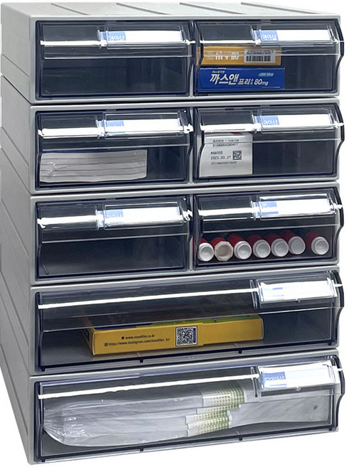[국내생산 완제품] 시스템 멀티박스 부품 정리함 투명 조립식 수납함 멀티박스301 302 303, 1개, 303 5단