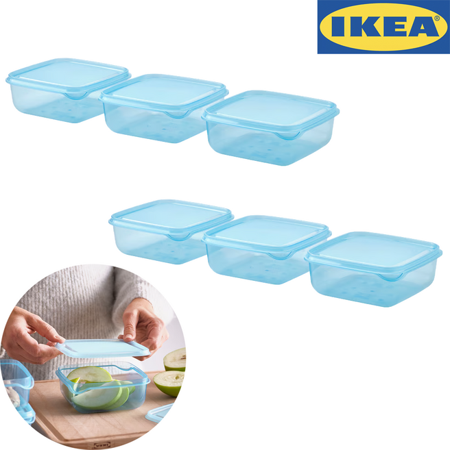 이케아 프루타 보관용기 라이트블루 6개, 1세트