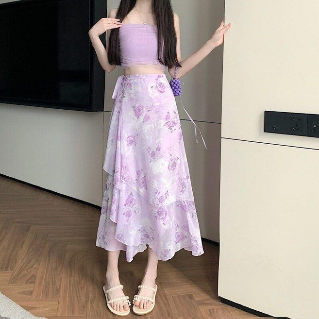 女款長裙 雪紡 碎花 不規則
