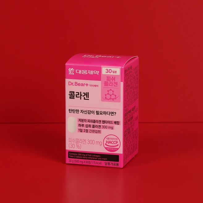 대웅제약 닥터베어 콜라겐 저분자 피쉬콜라겐 300mg (30일분), 4박스, 60정 - 쿠팡