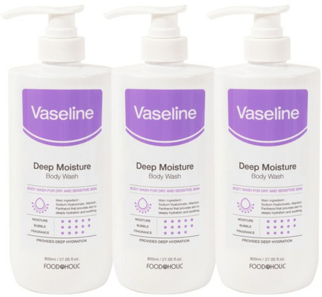 3개 바세린 딥 모이스처 바디워시 800ml, 없음
