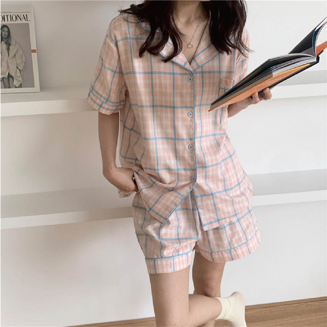 Helena 女生開衫短袖睡衣套裝