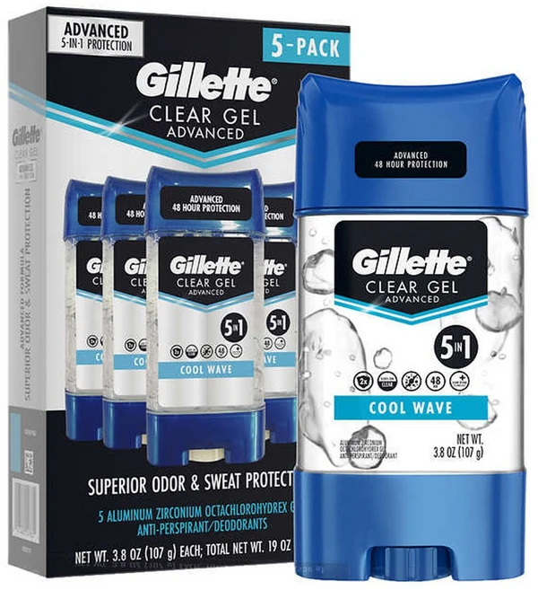 5개세트 질레트 클리어 젤 남성 데오드란트 쿨웨이브, 5개, 107g - 쿠팡