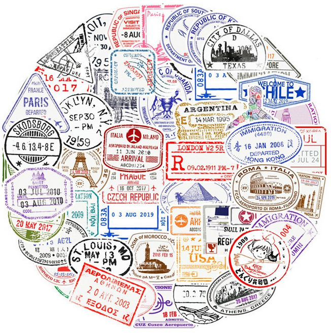 포트렘 캐리어스티커 노트북스티커 꾸미기, 1세트, 04_여권스탬프