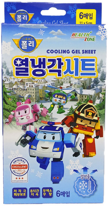 헬스존 로보카 폴리 열냉각시트 6매입 어린이 유아 해열시트 쿨링 패치, 1개