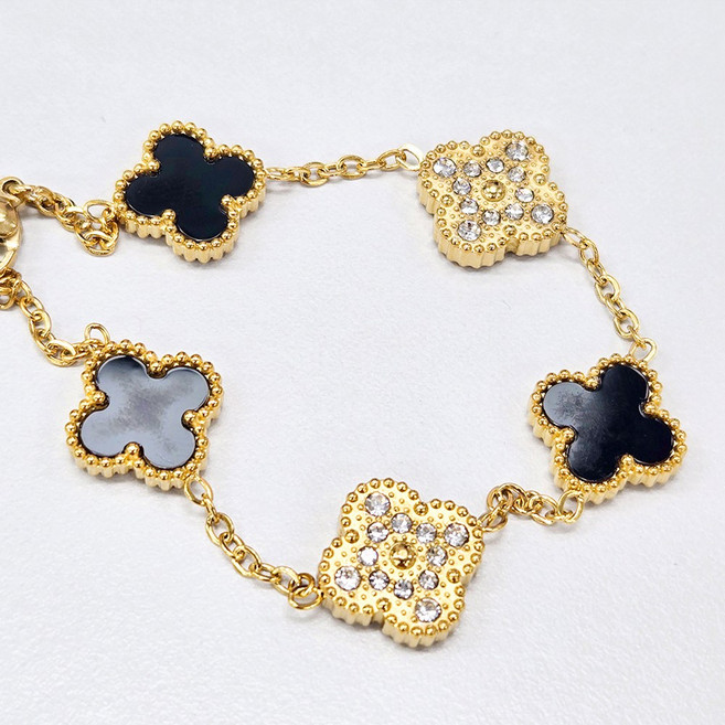 클로니아 행운의 클로버 골드 체인 팔찌