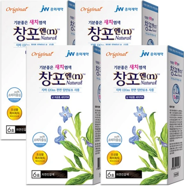 창포엔 내추럴 기분좋은 건강염색 대용량 60g, 6호, 4개 - 쿠팡