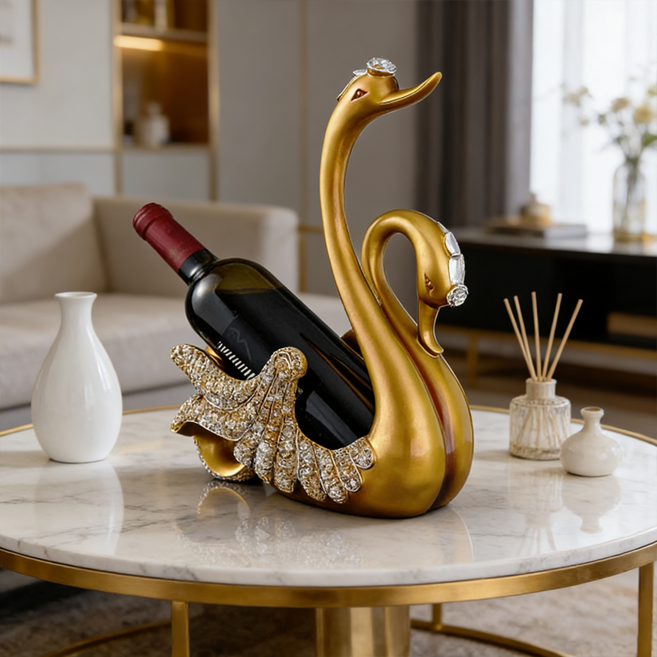 EMI 럭셔리 백조 와인렉 신혼집 장식, 1개, 골드