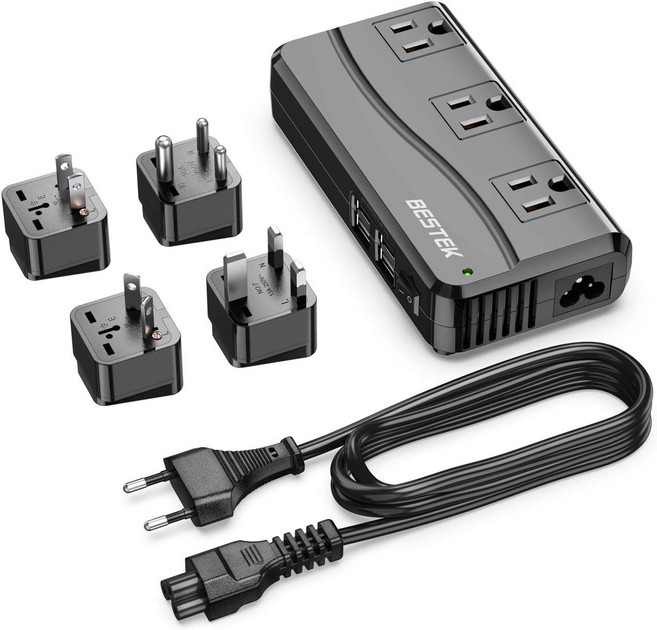 BESTEK 범용 여행용 어댑터 100-220V 110V 전압 변환기 250W6A 4포트 USB 충전 3AC 소켓 및 EU영국AU미국인도 전 세계 플러그 어댑터블랙 포함, 01 EU Plug White