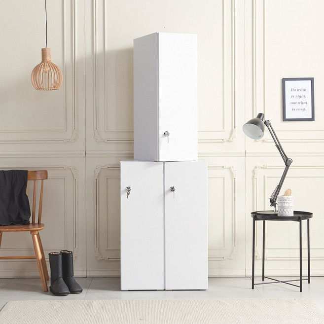 가구의가치 분리형 개인 락카장 캐비넷 옷장 하부장, 유광UV화이트, 1단