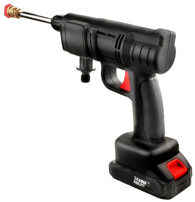 고압축 분사기 폼건 폼 분무기 셀프 세차 24v 3000mah 30bar 무선 car washer high pressure car wash water gun 휴대용 세척기, EU 플러그, 1개