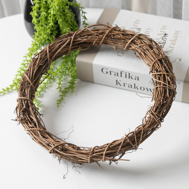 넝쿨 리스 링 틀 네츄럴 20cm 조화 만들기 재료 diy 크리스마스 벽걸이 인테리어 장식 소품, 브라운