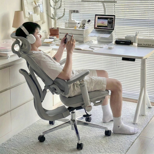 [3년 보증] Xpanse T10 360도 요추 지지 컴퓨터 의자 / 오피스 체어 / 게이밍 체어 5단계 등받이 조절, 회색