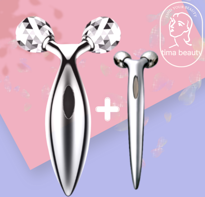 티마뷰티 얼굴마사지 기구 기계 경락 페이스 바디 롤러, 1세트, 페이스&바디 롤러