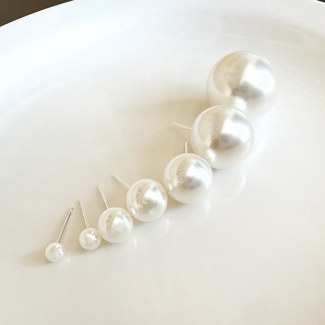 MOOLDN 실버925 화이트 펄 진주 혼주 한복 면접 귀걸이 (4mm/5mm/8mm/10mm/13mm/16mm/20mm)