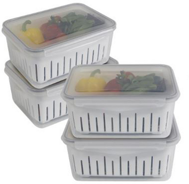 나누담 제오닉 과일 야채 채소 보관 물빠짐 채반 밀폐용기, 4개, 4000ml