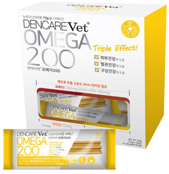 덴케어벳 강아지 덴탈껌 200, 오메가, 15개