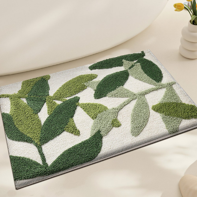 DEXI 부드러운 도톰 극세사 욕실 화장실 현관 미끄럼방지 논슬립 프리미엄 욕실 발매트, Green, 1개