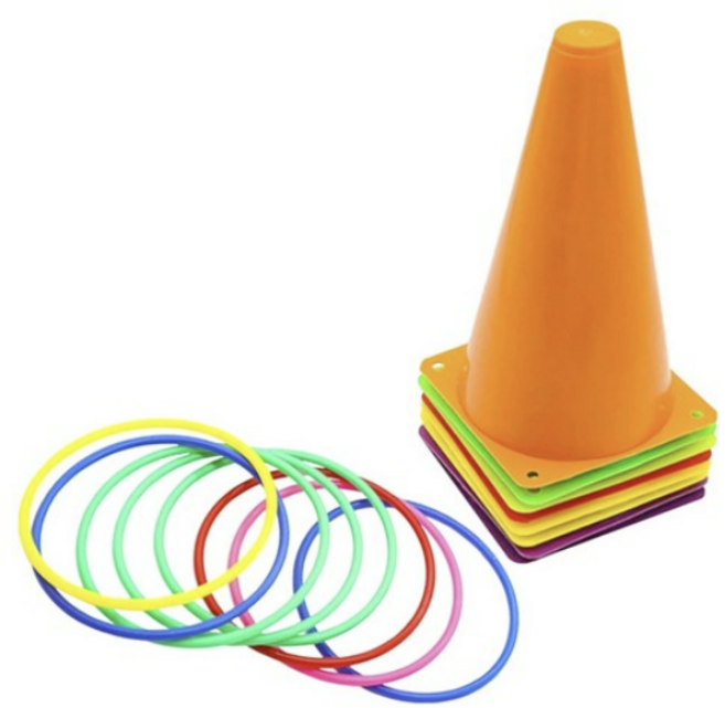스투피드 비에이비오 고리 던지기 파티 게임 스포츠 콘 6p + 컬러 링 10p 세트, 랜덤, 1세트