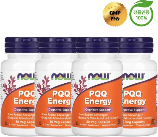 2+2 나우 푸드 PQQ Energy 20mg 베지 캡슐 30정, 4개 - 쿠팡