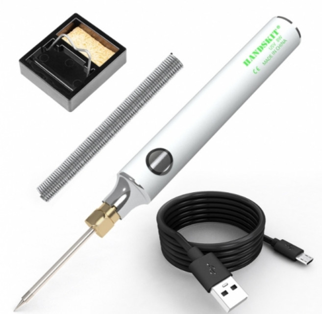 USB 휴대용 인두기 세트 - 3단계 온도조절 - 5V 저전력 납땜기 - 자동 슬립기능 탑재, 1개