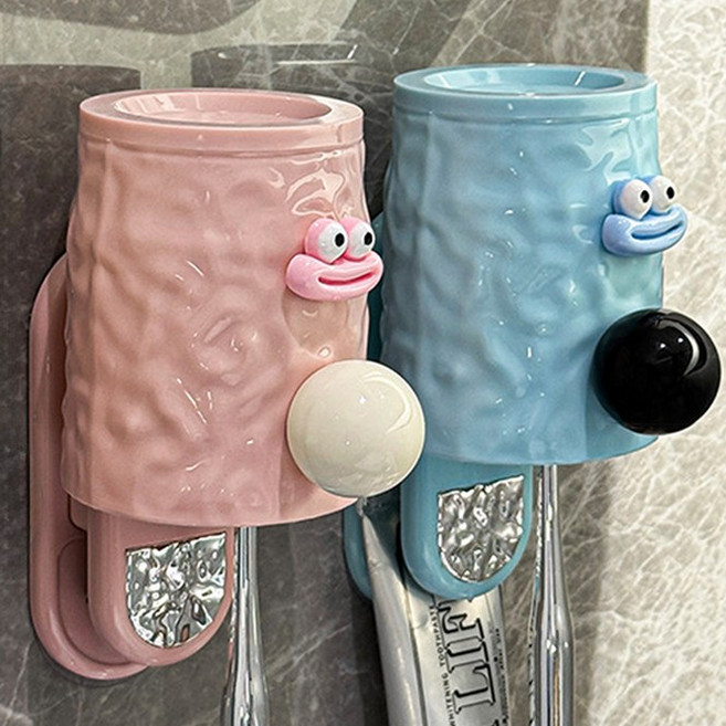 에스픽 짝꿍 여행용 휴대용 치약 칫솔 케이스, 핑크+블루, 1세트