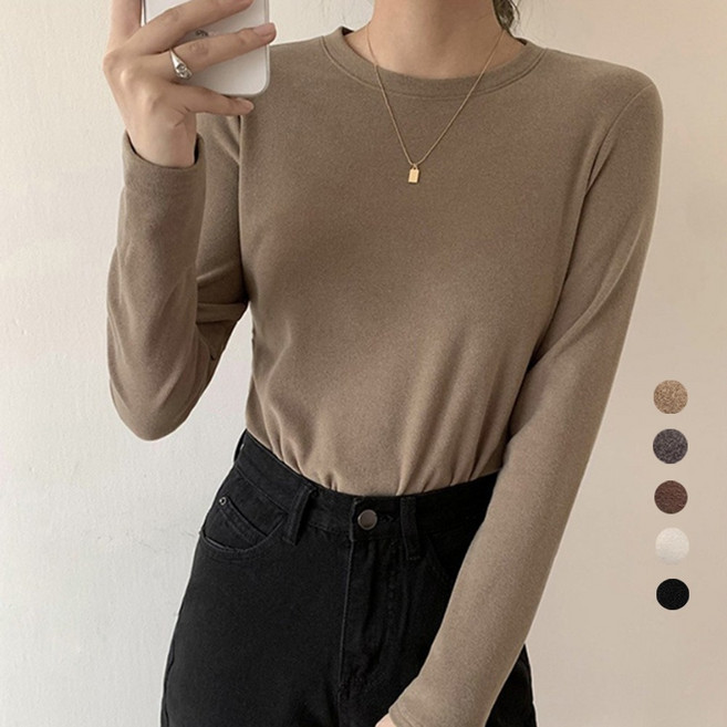 여성 겨울이너 도톰한 피치기모티셔츠