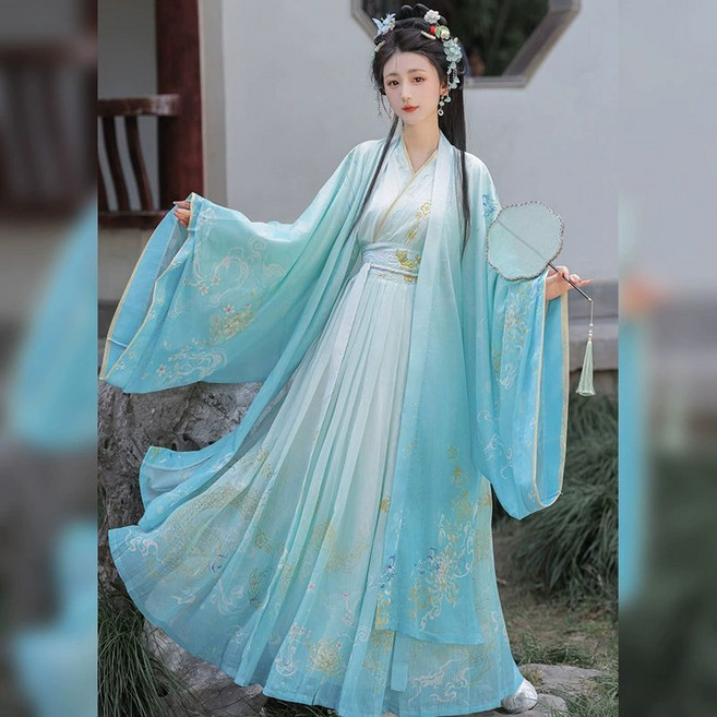 중국한복 신복 선녀복 관음보살 무속인 점술가 도교 드레스 중국 한푸 점사복 공주 무대