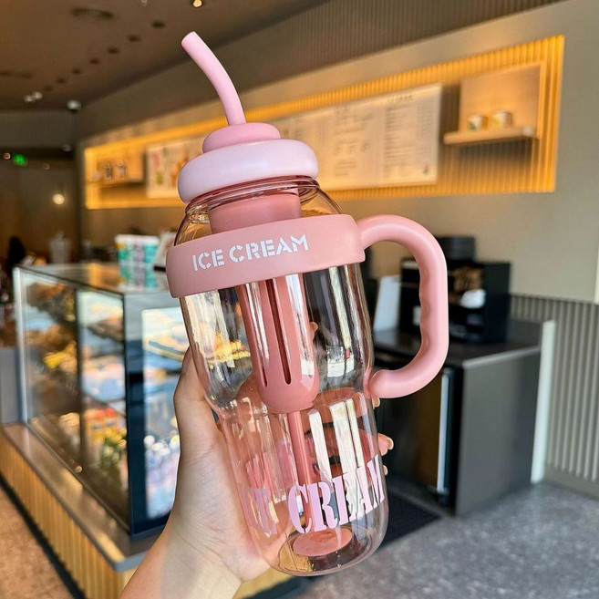 新款大容量卡通水杯, 粉色1300ml 獨立茶倉, 1套, 1300L