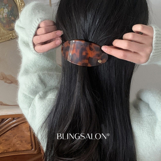 블링살롱 에그 오발 자동핀 셀룰로오스 고급 프랑스 헤어핀 3컬러 여성 반머리 머리핀