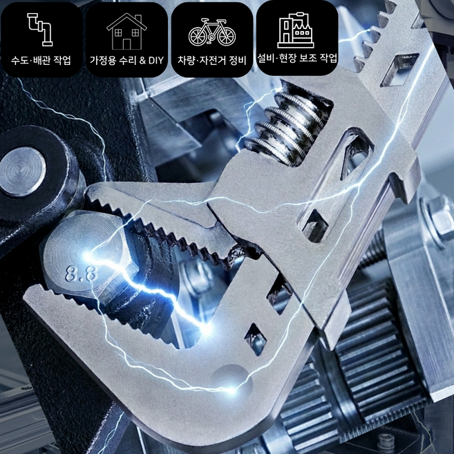 통품스토어 개구부 조절형 10인치 만능 몽키 스패너 렌치, 1개