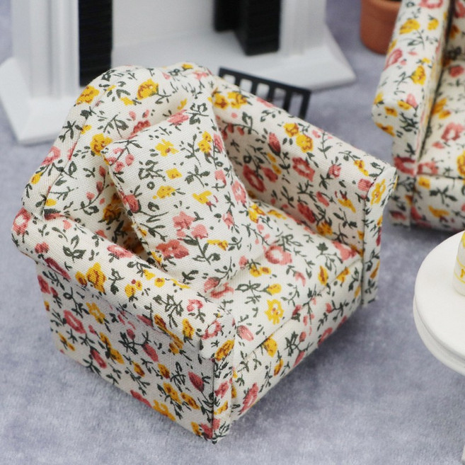 하우스 BJD 미니어처 OB11 미니 거실 가구 플라워 시리즈 소파 커버 쿠션, 싱글 소파, 1개