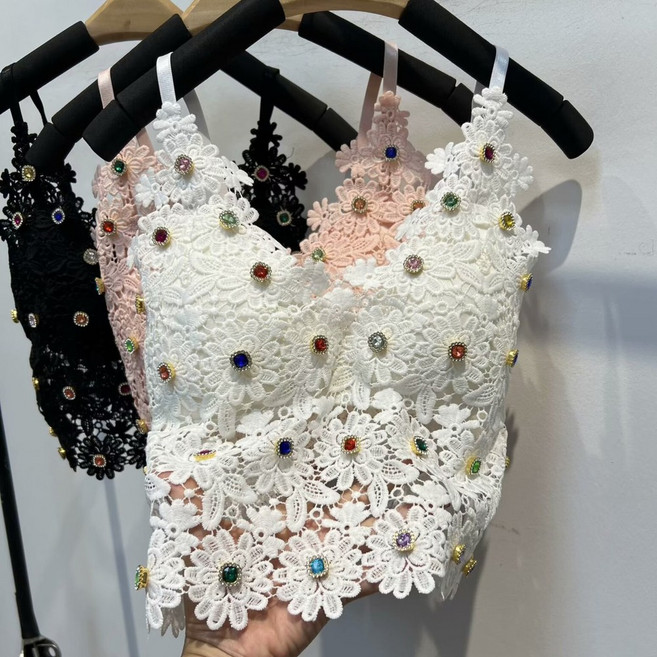 밸리스토리 블룸 주얼 레이스 크롭탑 나시 밸리 라인 성인 댄스복 상의