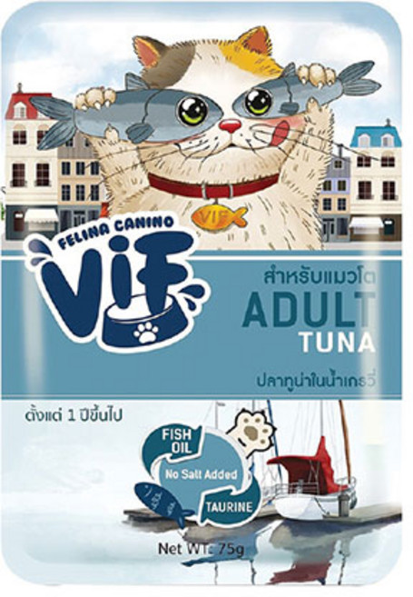 Vif 캣 습식파우치 75g-어덜트 참치, 혼합맛(참치/그레이비), 75g, 1개