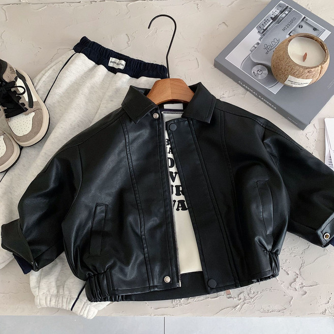 애플키즈 스프링 블랙가죽자켓