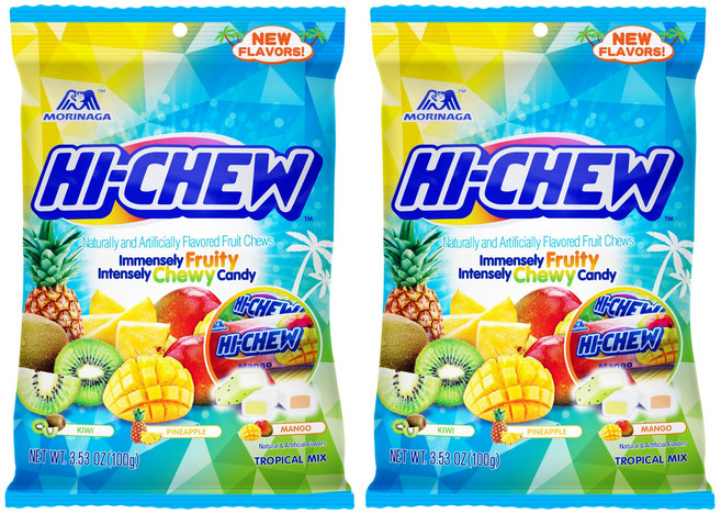 Hi Chew 熱帶混合耐嚼糖果無麩質, 2個, 100克