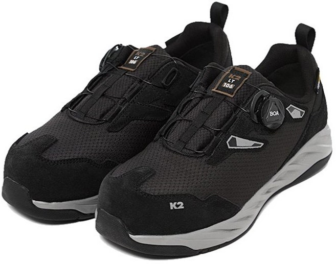 K2 LT-106 메쉬 경량 안전화 미끄럼방지 다이얼 현장 작업화, 블랙, 1개