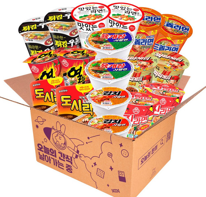 사무실 컵라면 소컵 혼합 18개(맛있는 도시락 튀김우동 짜파게티 삼양 열 진라면)