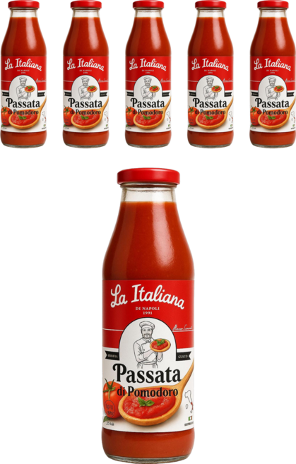 라 이탈리아나 나폴리 100% 무설탕 토마토 퓨레, 690g, 6개
