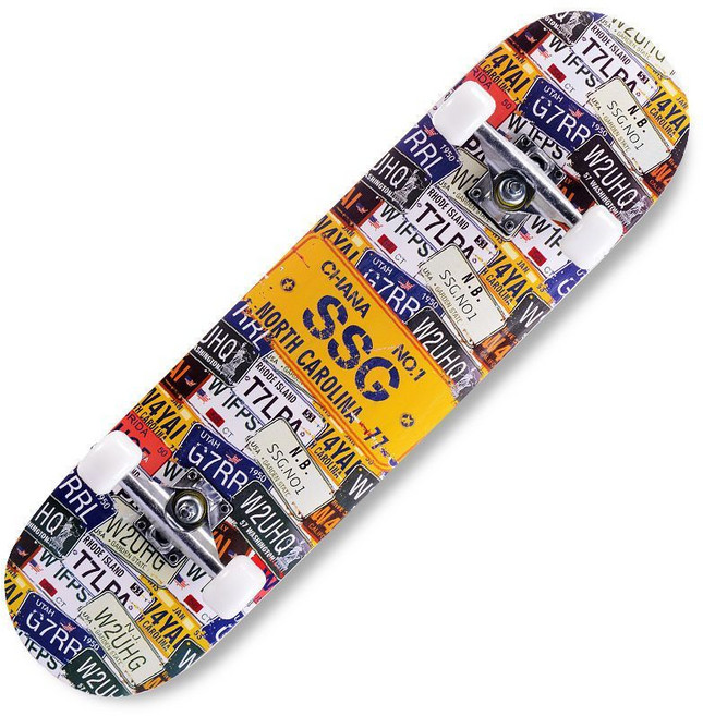 專業成人兒童幼童滑板 滑板 四輪楓木板 初學者滑板 造型滑板 雙翹板 兒童玩具 新手滑板, 專業板-車牌,閃光輪, 1個