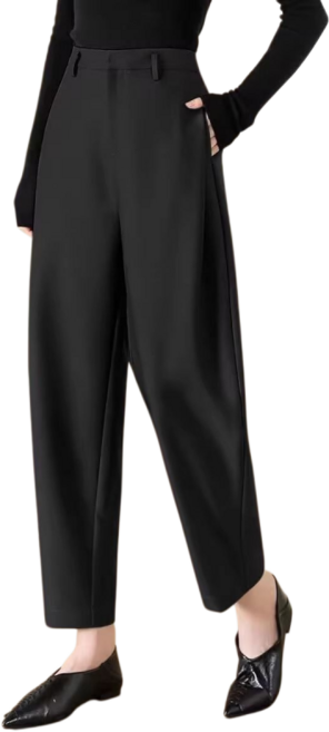 Makone 여성 하이웨이스트 솔리드 정장바지 슬림핏 트랜드 루즈핏 배기 팬츠 심플