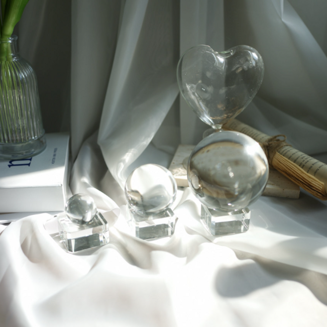 케이트가든 크리스탈 구슬볼 + 받침대 세트 유리 인테리어 오브제 장식