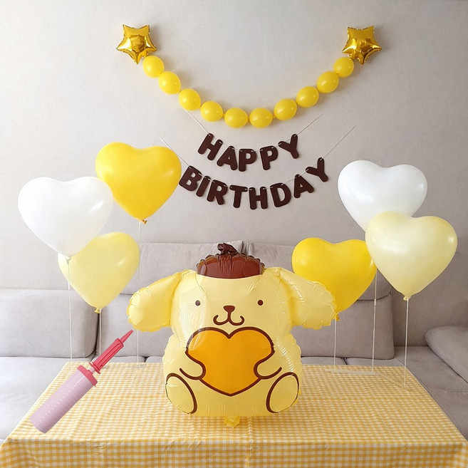 재미제이 산리오 폼폼푸린 대형풍선 하트풍선스탠드 생일파티세트