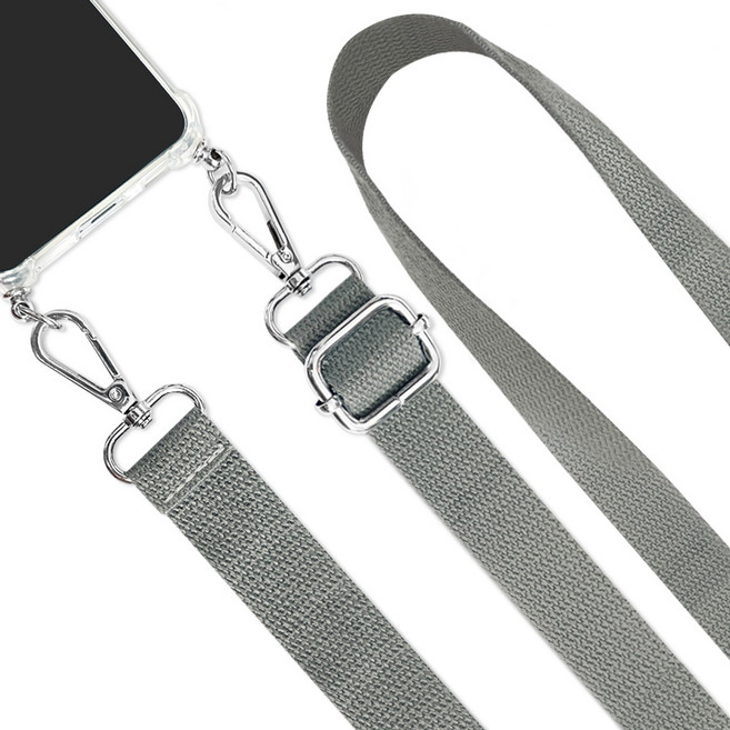 더조은셀러 목걸이 어깨끈 면소재 스마트폰 스트랩 끈 줄, 그레이, 1개
