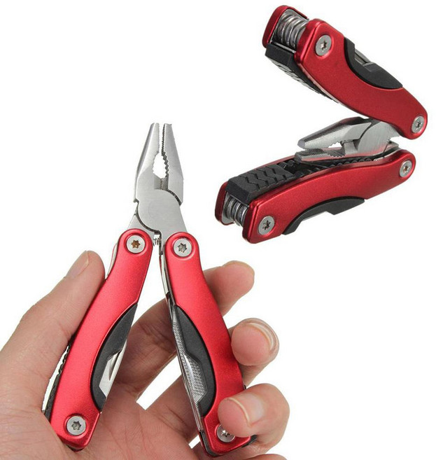 장비 캠핑 도구 휴대용 액세서리 생존 스틸 멀티 스테인레스 야외, 빨간