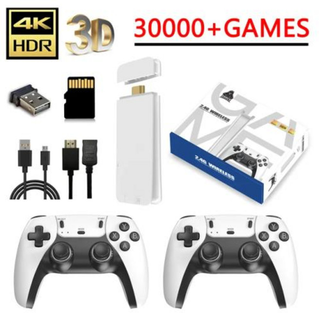 게임 콘솔 조이스틱 30000 비디오 더블 무선 컨트롤러 M8 4K 프로 스틱 64G 2.4G 레트로 TV 클래식, 01 64G 30000games, 1개