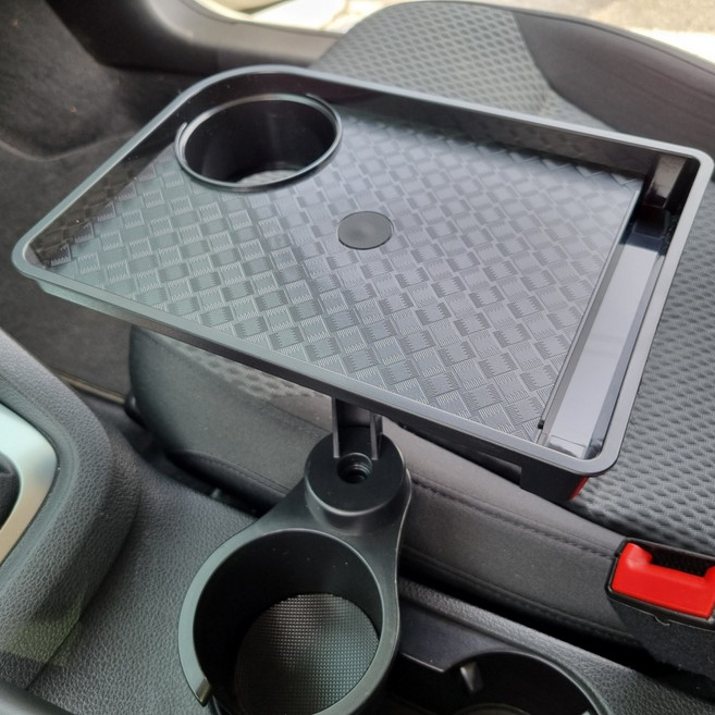 인슈퍼 자동차 컵홀더 트레이 차량 받침대 테이블, 블랙, 1개