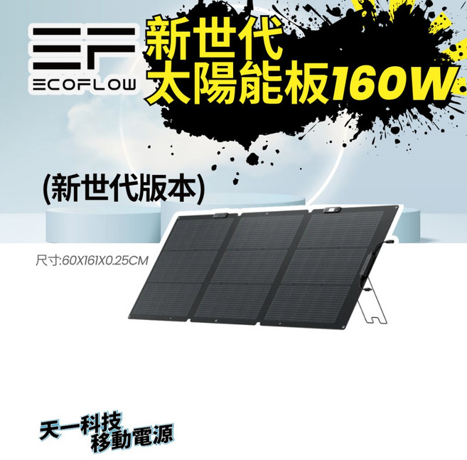 EcoFlow 160W太陽能板 EFSP160WS, 1個, (現貨)EFSP160WS