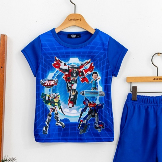 헬로카봇 남아옷 페트롤가이즈 티셔츠 아동 반팔 티 유아 캐릭터 여름 상의 런던아이